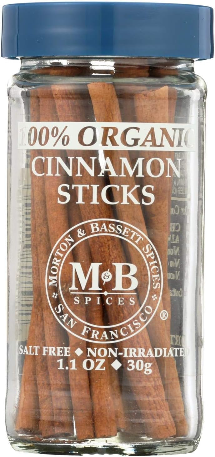 Morton & Bassett Organic Cinnamon Sticks, 1.1-Ounce Jars (Pack of 3)