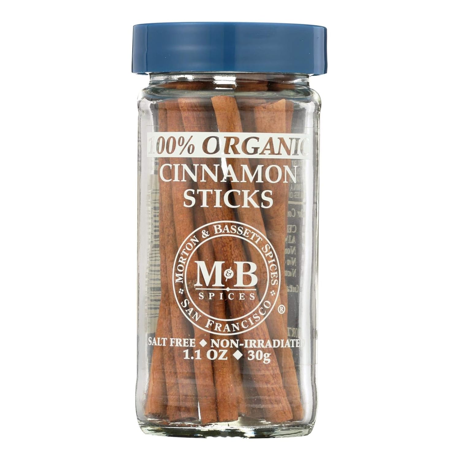 Morton & Bassett Organic Cinnamon Sticks, 1.1 oz Jar (Case of 3) - Pure Natural Spice for Baking & Tea