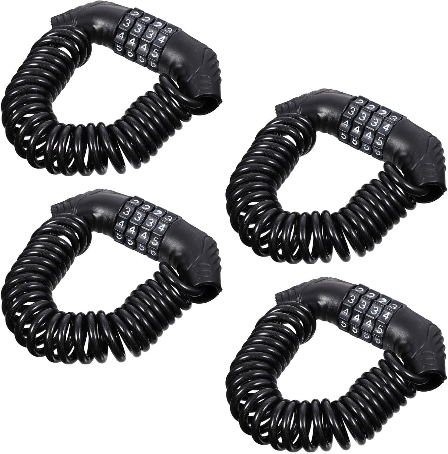 4pcs Motorcycle Helmet Lock with 4 Digit Retractable Cable, Lightweight Abs and Steel Cable Construction, Portable and Secure Password Protection for Daily Use and Outdoor Rides