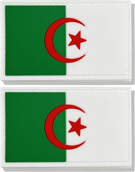 stidsds 2 Pack Algeria Flag Patch Algerian Military Tactical Patch Algeria Flags PVC Hook and Loop Fastener Patches for Clothes Hat Backpacks Pride Decorations