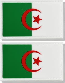 stidsds 2 Pack Algeria Flag Patch Algerian Military Tactical Patch Algeria Flags PVC Hook and Loop Fastener Patches for Clothes Hat Backpacks Pride Decorations