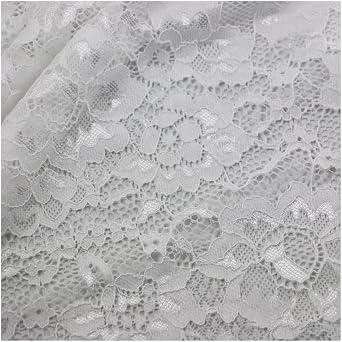Lace Fabric for Dressmaking for Floral Bridal Wedding Dress Flower Fabric Table Cloth DIY Crafts Clothing Curtains 150 Cm Wide Sold by The MeterColorWhite