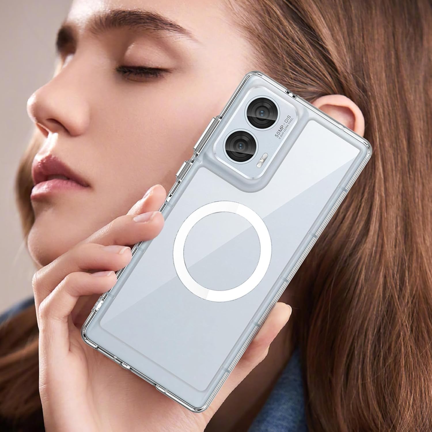 for Motorola Edge 2024 Clear Case Magnetic Compatible with MagSafe, Moto Edge 2024 Slim Fit Crystal Clear Transparent Skin Cover Anti-Yellowing Anti-Slip (Clear) - Image 7