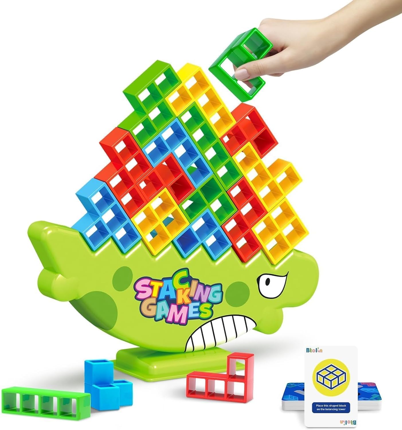 48 Pcs Balance Stacking Blocks Game,Educational Toys,Board Games for 2 Players+ Family Games, Parties, Travel, Kids & Adults Team Building Blocks Toy