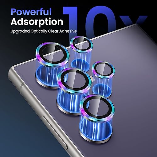 Miniatura 41 de Tensea Protector de lente de cámara Samsung Galaxy S24 Ultra 5G, protector de pantalla de vidrio templado 9H, anillo individual de metal para S24