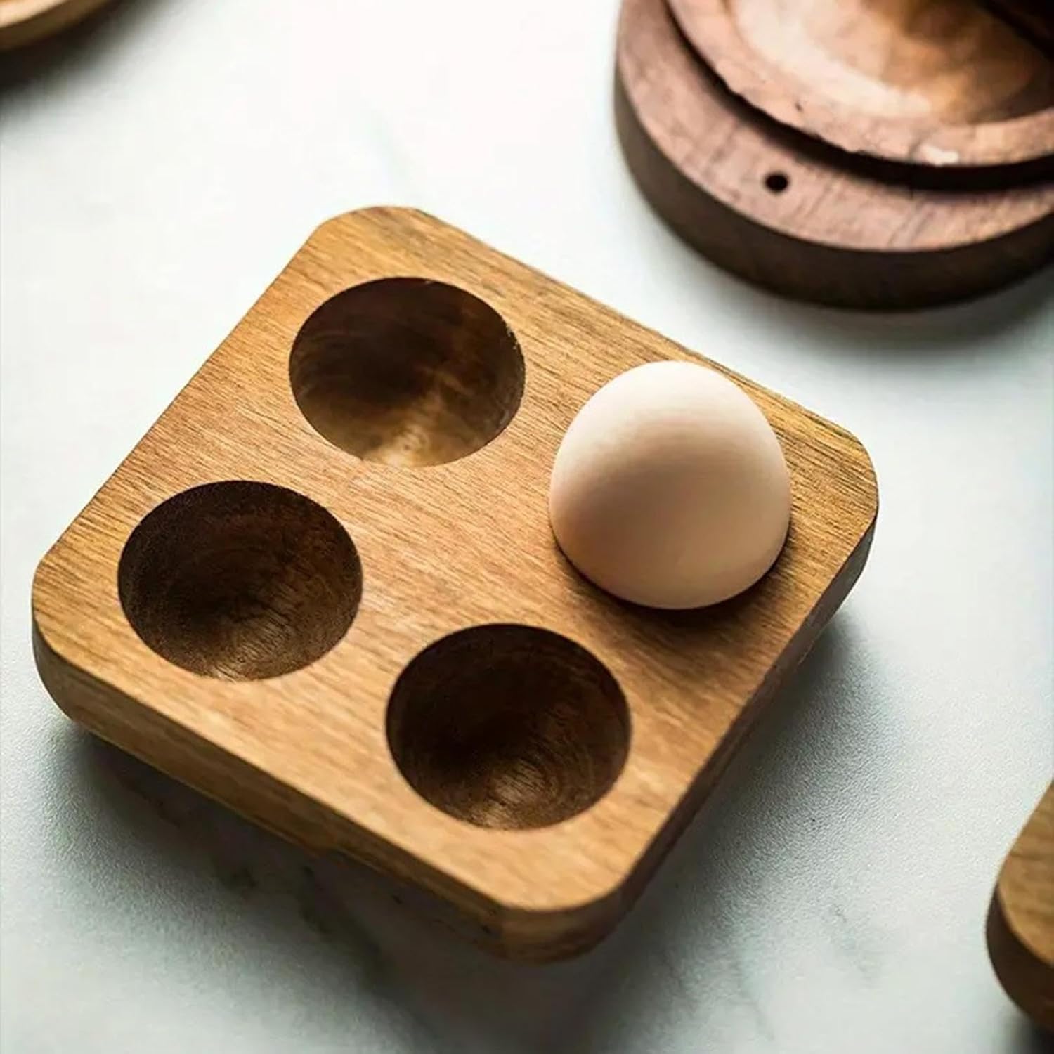 20 Holes Acacia Wood Deviled Egg Tray For Egg Holder Easter Gift Devilled Eggs Container Platter Wooden Cheese Charcuterie Board Devil Egg Serving Dish Carrier Hosting Kitchen Counter Plates - View #11