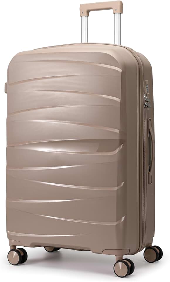 Mala Grande De Viagem 32Kg Polipropileno 8 Rodas 360 Giratória Para Despachar Rígida Leve Tamanho G Viajem Internacional Resistente (MARROM, Grande)