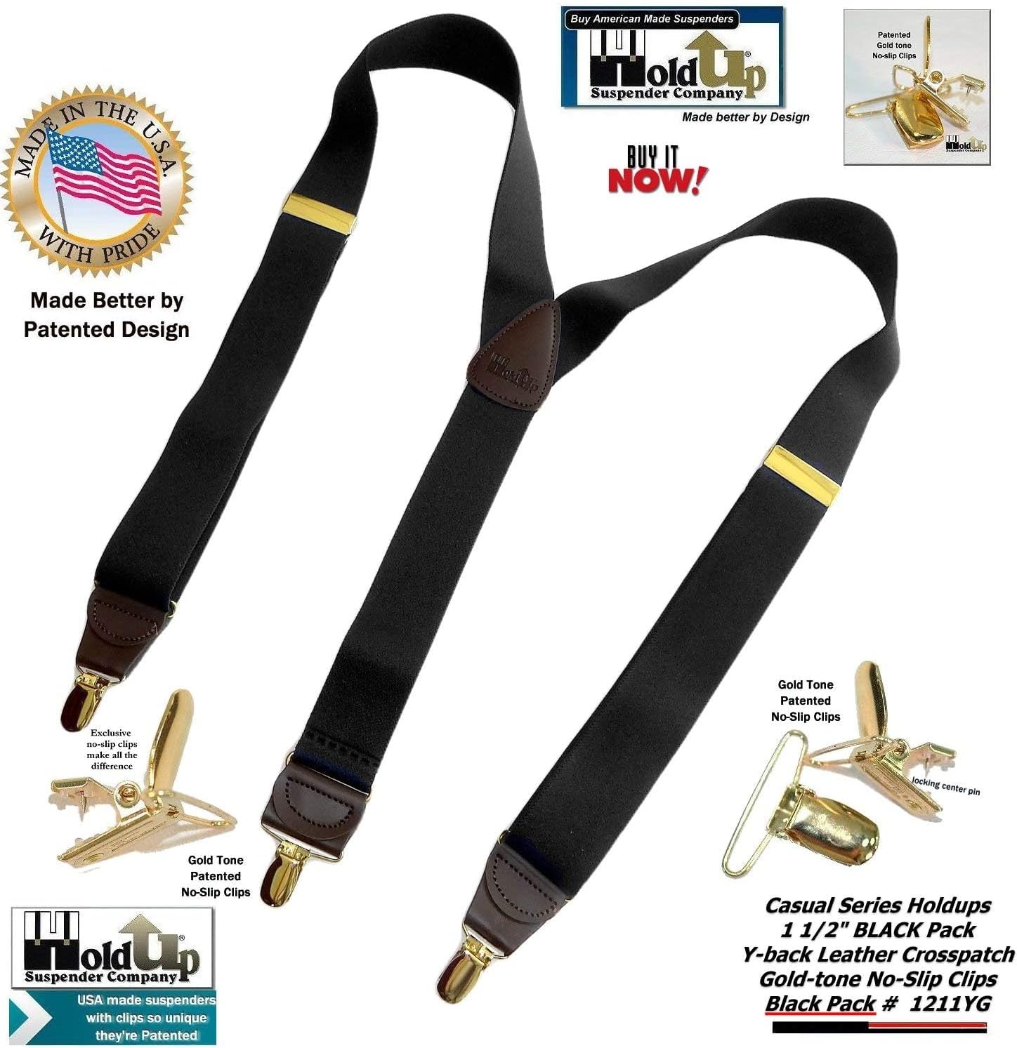 Hold-Up Suspender Company Casual Series Suspenders In the Traditional Y-Back Style with USA Patented No-Slip Clips - Image 3