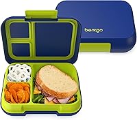 Bentgo Pop Leak-Proof Bento Lunch Box for Teens & Kids 8+ | 5 Cups, 3-4 Compartments, Microwave/Dishwasher Safe, 2-Year Warranty - Navy/Chartreuse