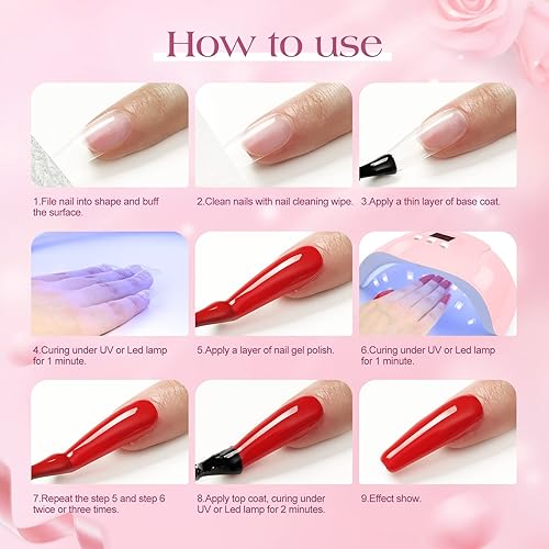 Miniatura 7 de Gel Nail Polish Kit with U V Light Starter Kit 20pcs Gel Nail Polish Set 36W Nail Lamp Base and Top Coat Nail Rhinestones Nail Art Tools All in One
