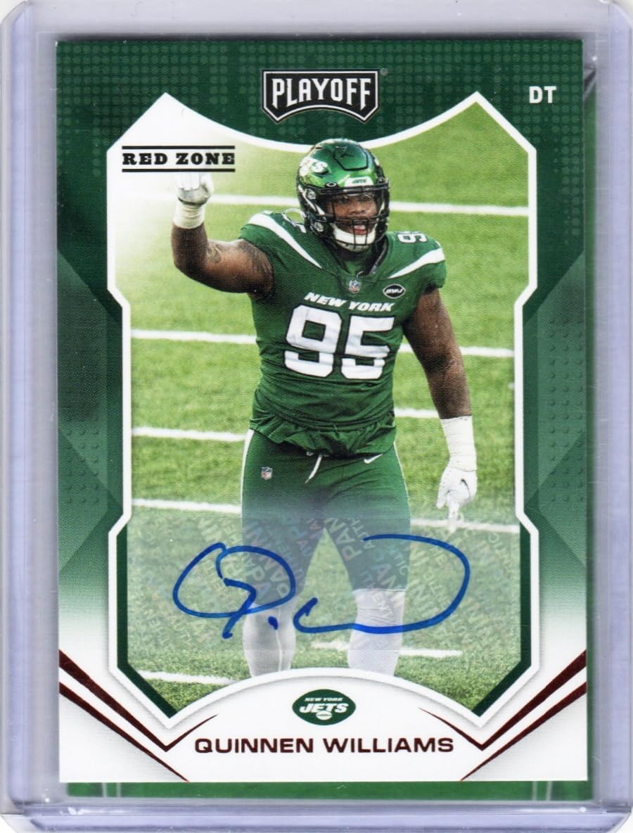 Quinnen Williams Autographed Redzone Collectible Football Card - 2021 Playoff Football Card #22 (Jets)