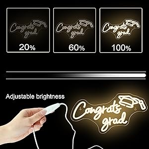 NOSUN Congrats Grad Neon Sign Grad Neon Signs for Wall Decor Warm White LED Signs for Classmates friends family USB Neon Word Sign for Party Club Light Up Sign Best Gift for Graduating Friend