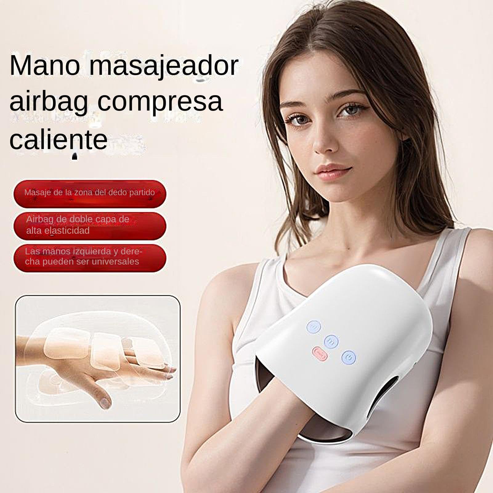 Masajeador De Manos Inalambrico | Masajeador De Manos Inalambrico Con Calefaccion - Máquina Recargable para Masajear Dedos y Palma en Madres Padres Atletas Adolescentes y Jóvenes