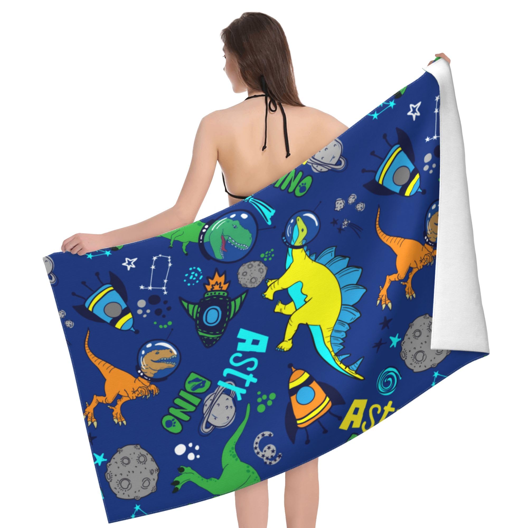 VODRM Dinosaur Beach Towel 32x52in Microfiber Quick Dry Bath Cute