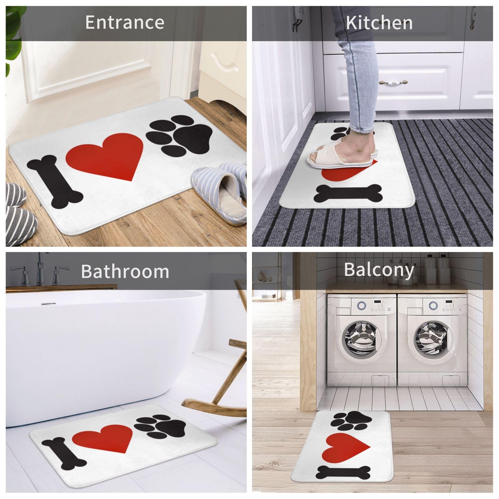 玄関マット 40×60cm バスルームマット 滑り止めマット 可愛い犬