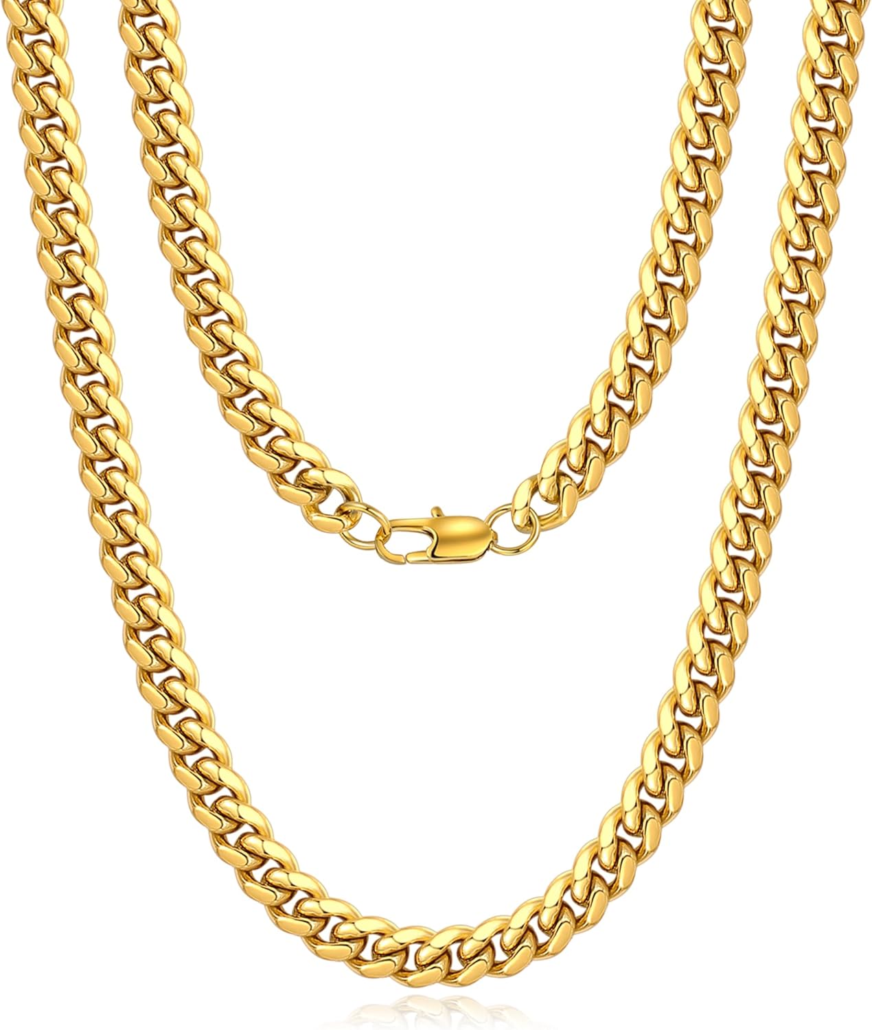 Jewlpire Cuban Link Chain for Men, Silver/Gold Chain for Men Women, 4mm/6mm/10mm Mens Necklace, 18K Gold Plated/316L Stainless Steel Mens Chains Necklaces 18 20 22 24 26 30 Inch