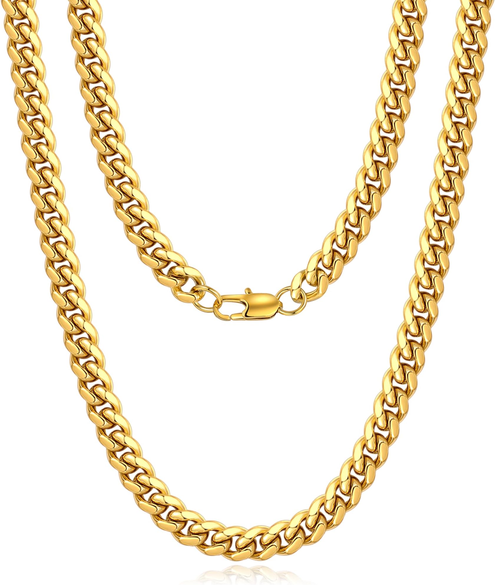 Cuban Link Chain for Men, Silver/Gold Chain for Men Women, 4mm/6mm/10mm Mens Necklace, 18K Gold Plated/316L Stainless Steel Mens Chains Necklaces 18 20 22 24 26 30 Inch