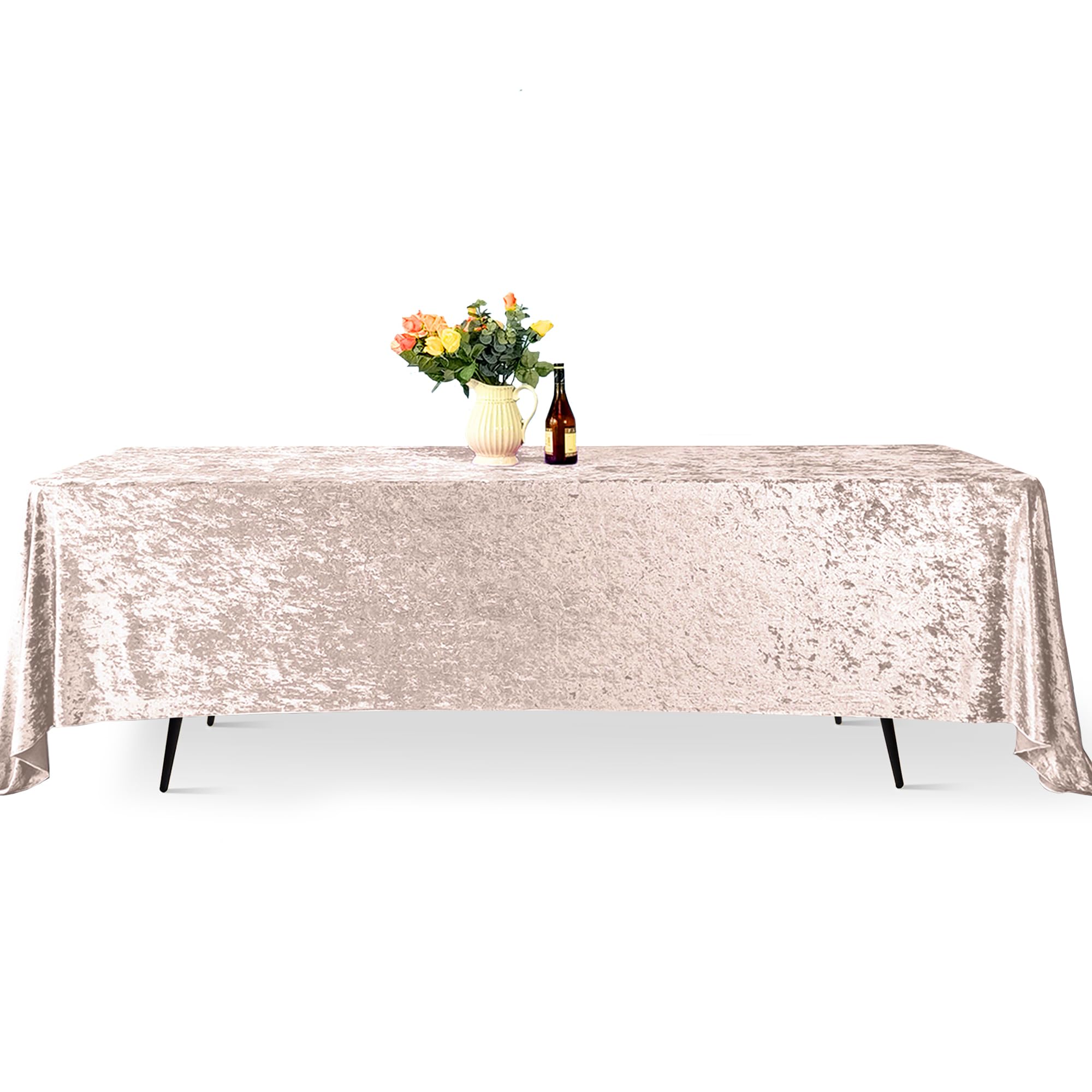 WedDecor Premium Crushed Velvet Tablecloth, 90" x 156" Blush Pink Rectangle Dining Glitz Soft Fabric Tablecover For Kitchen Wedding Banquet & Special Events Party Table Decoration, Pack of 10 โ image 1