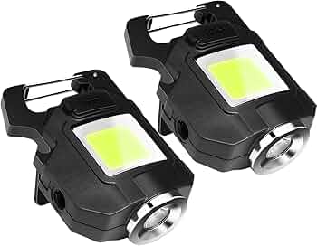 2 Pack Small COB Keychain Flashlights 4000 Lumens 8 Modes Rechargeable COB Work Light Portable COB LED Keychain Work Light Pocket Mini Magnet Flashlight Waterproof USB with Stand