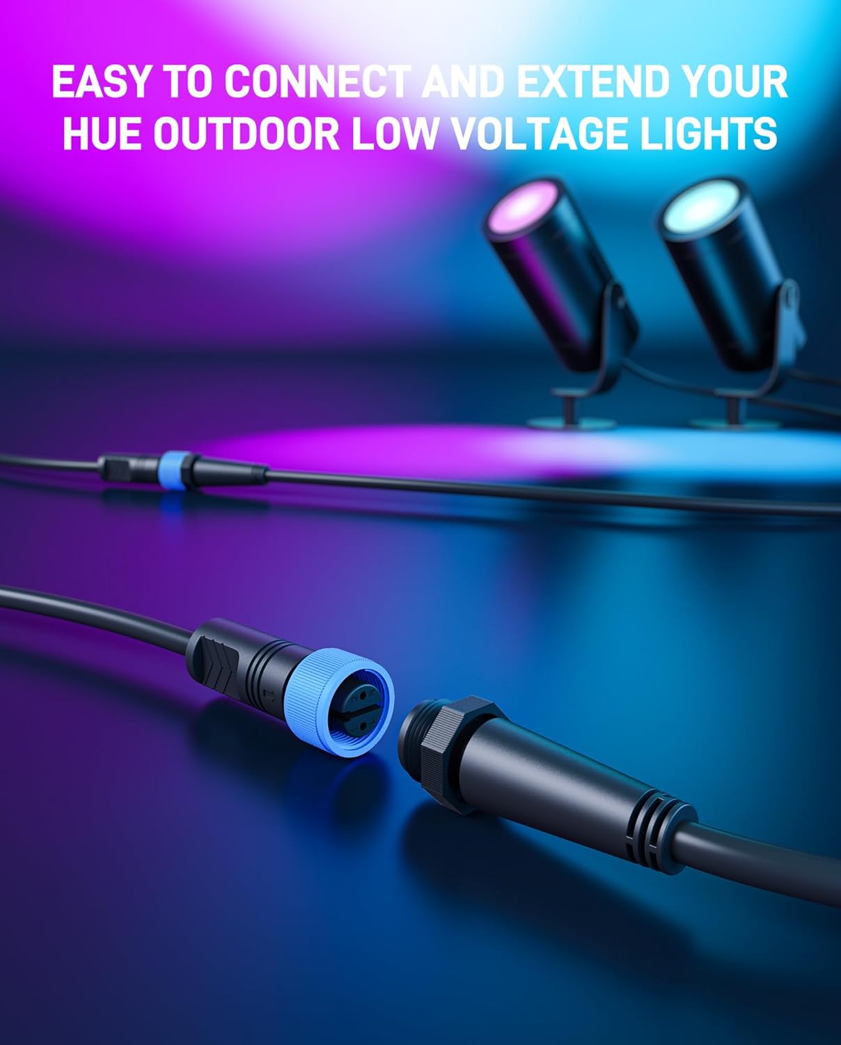 16-Foot (4 Pack) Weatherproof Extension Cable for Philips Hue Outdoor Low Voltage Lights, 16AWG Power Cord Compatible with Lily Spot/XL Spot, Calla Pathway, Impress Pedestal, Impress Wall