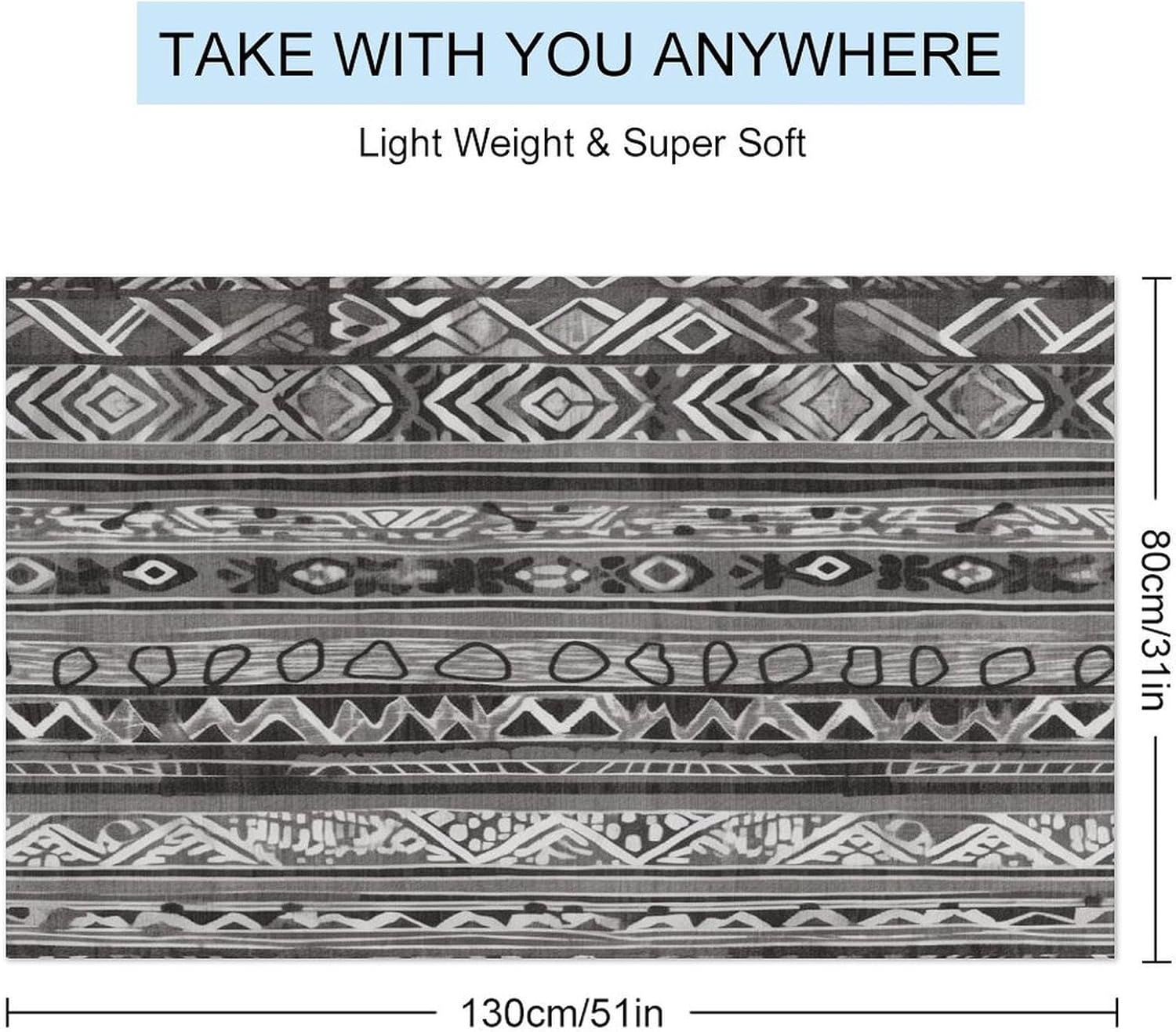 Swimming Towel, Grey Tribal Printed Fashion Towel,Portable Towel,Durable Towel