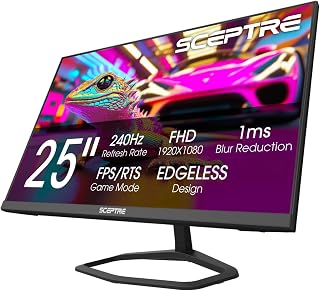 Sceptre 24.5" 240Hz 1ms Gaming Monitor, 100% sRGB VA Panel, AMD FreeSync Premium, Dual HDMI/DP, Built-in Speakers - E255B-FWD240