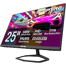 New! Sceptre 24.5-inch Gaming Monitor 240Hz 1ms DisplayPort x2 HDMI x2 100% sRGB AMD FreeSync Premium Build-in Speakers, Machine Black 2026 (E255B-FWD240 Series)