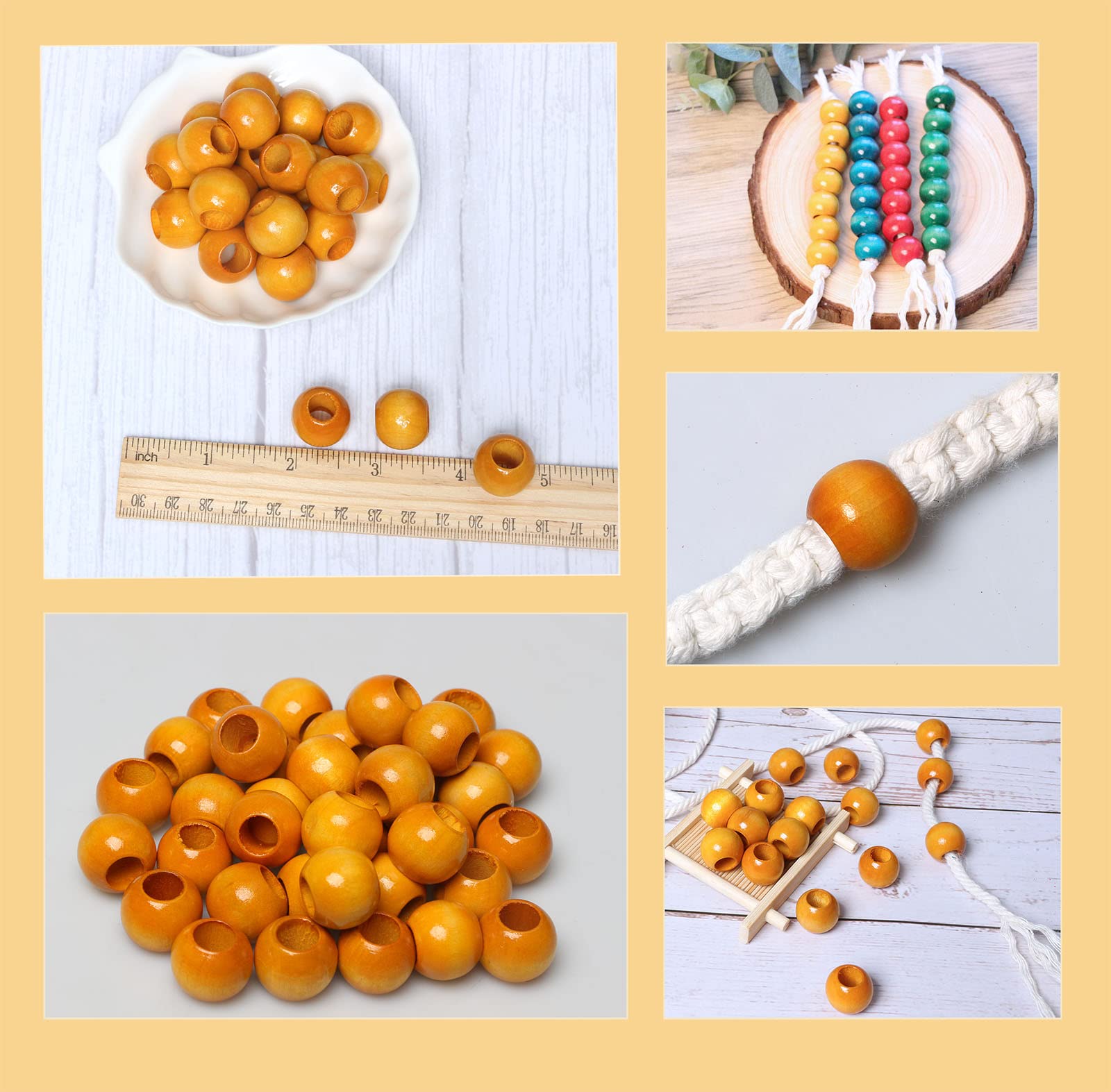 Rote Holzperlen Mit Großem Loch – 50 Stück, 18 Mm, 10 Mm Loch, Für Makramee, Schmuck & Deko