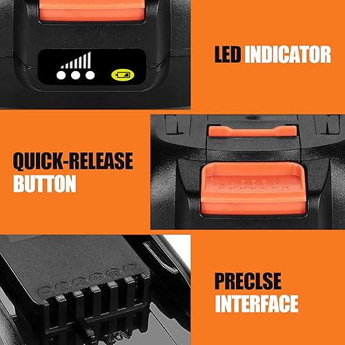 Miniatura 9 de ANTRobut Paquete de 2 baterías de repuesto de 6.5Ah para batería Worx de 20 V WA3575 WA3578, con cargador de batería Worx de repuesto de 20 V