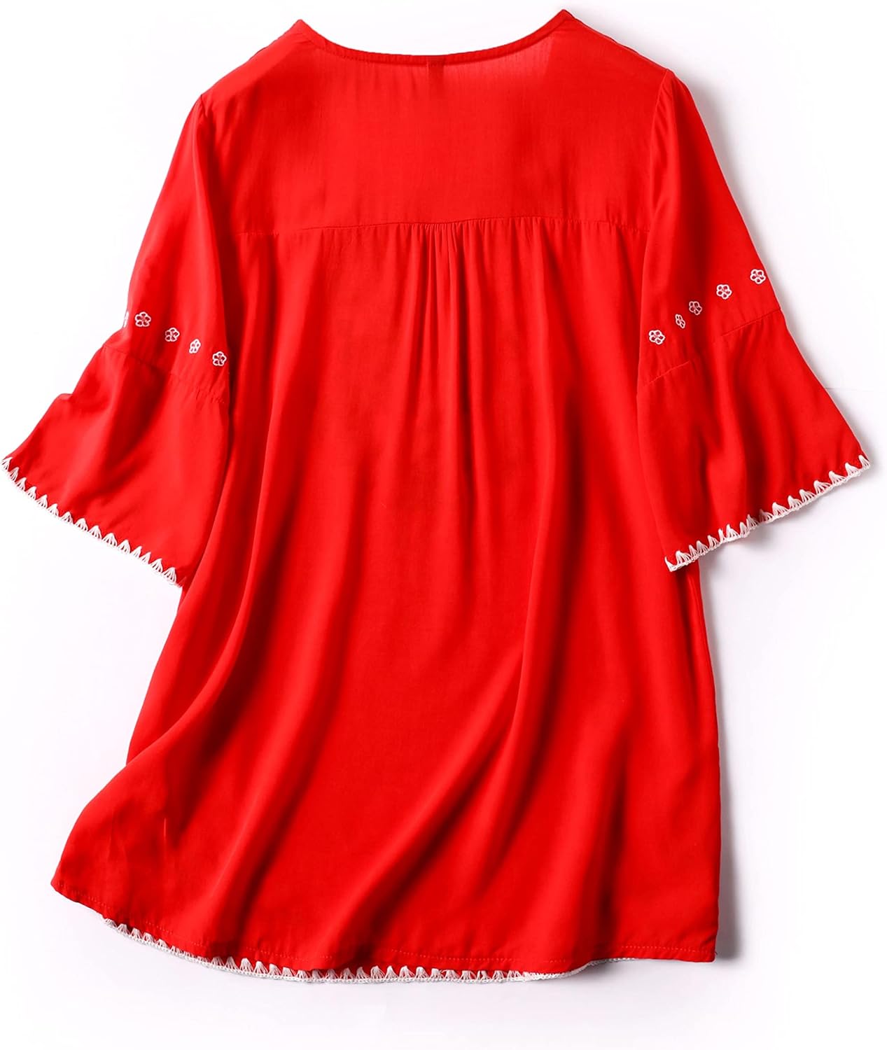 Mexican Shirts Peasant Blouses Cotton Embroidered 3/4 Sleeve Bohemian Tops Boho Clothes for Women Summer Fiesta - Image 2