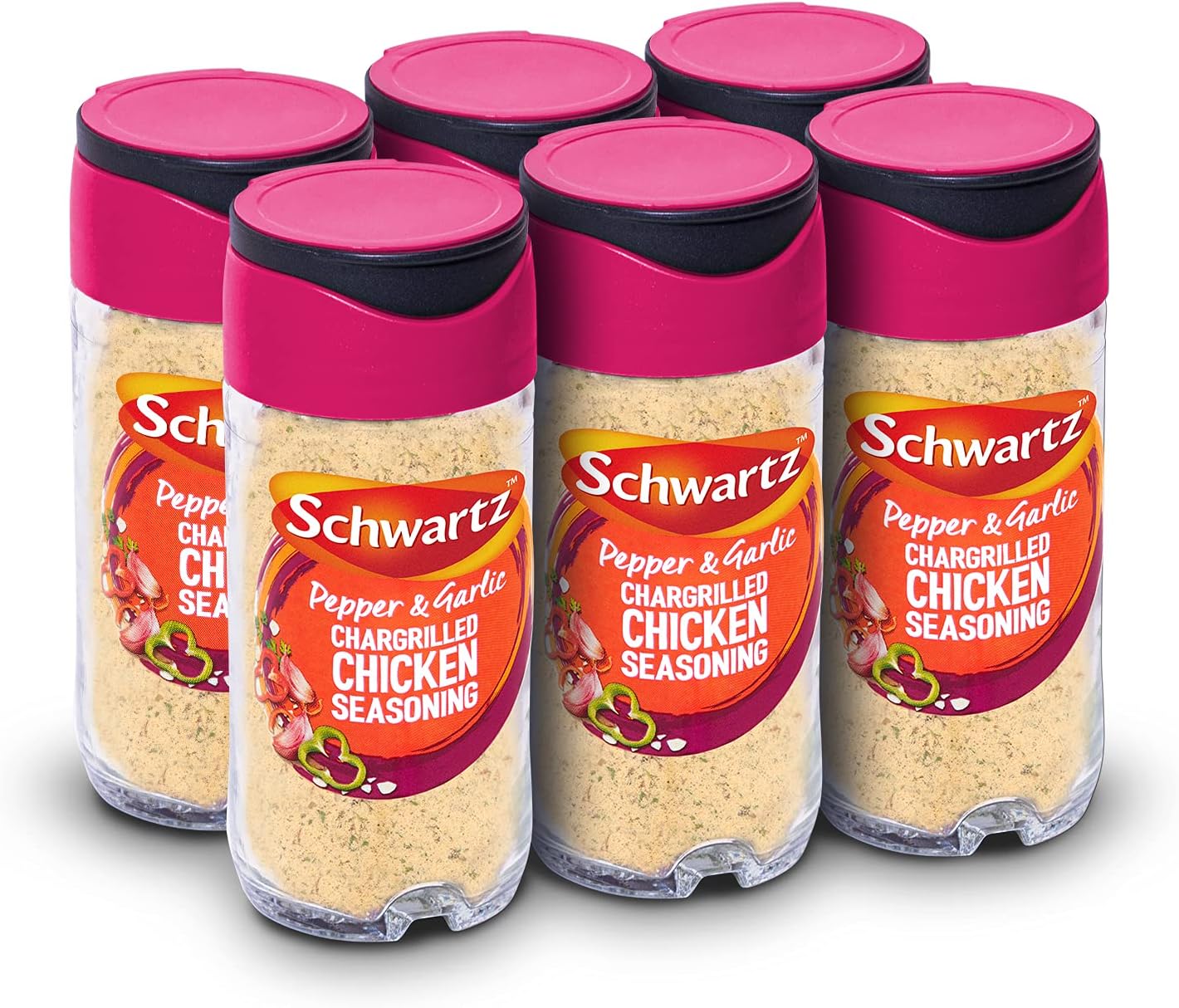 Pepper and Garlic Chargrilled Chicken Seasoning 51 G | Jar | Pack of 6 | Expertly Blended with Pepper, Garlic & Parsley | Adds Rich Flavour to Chicken Dishes