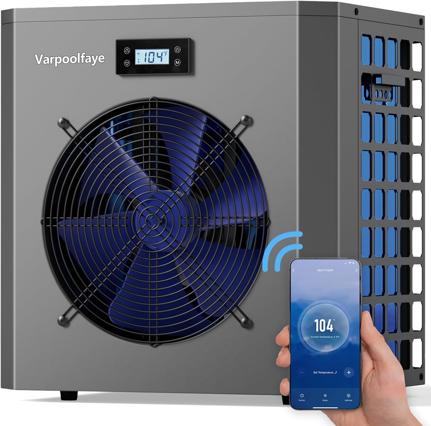 16000 BTU Electric Heat Pump Pool Heaters for Above Ground Pools WiFi Control 5000 Gallon Pool Heater 120v 60Hz with Cover