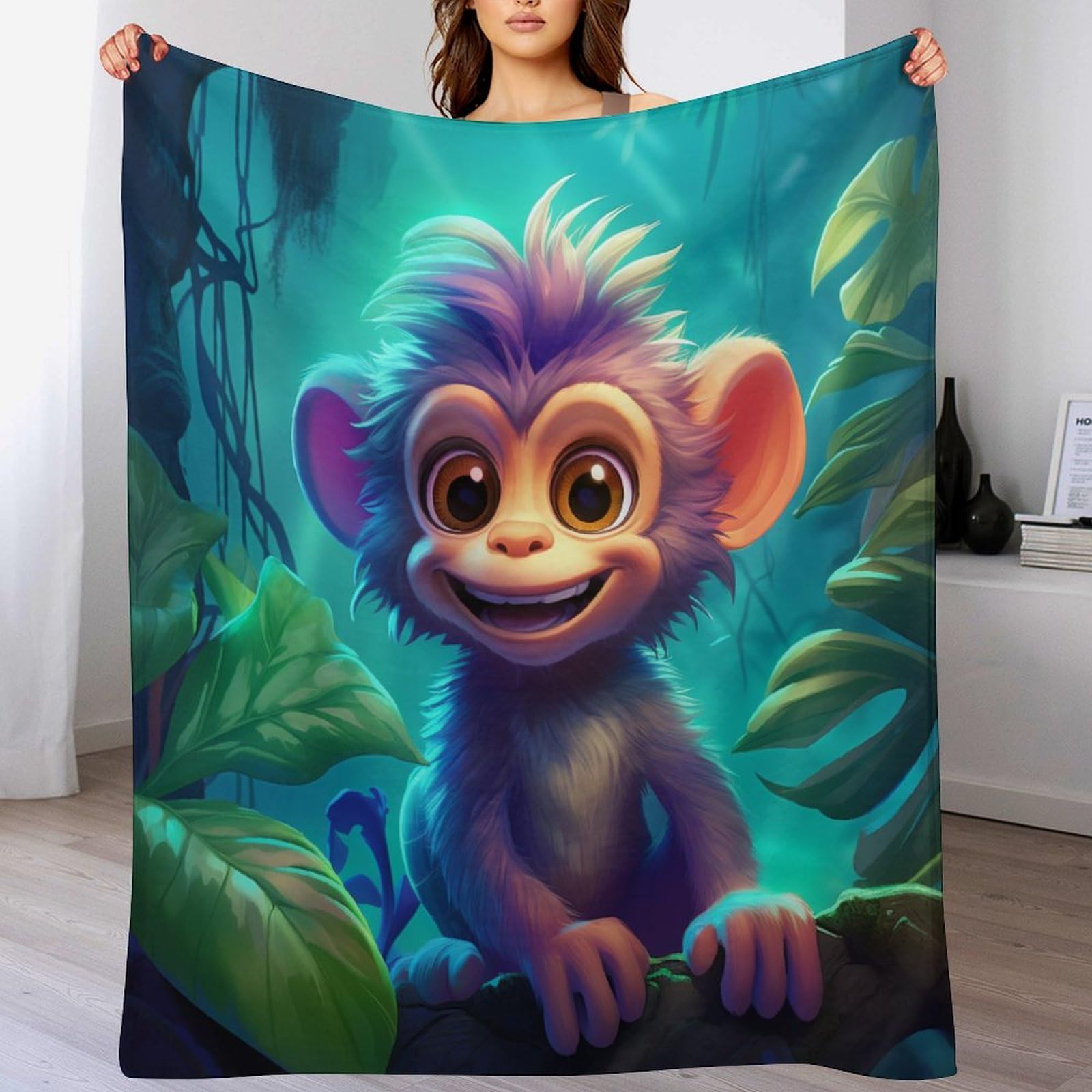 Manta de franela premium de mono con acabado de felpa 140x180 cm