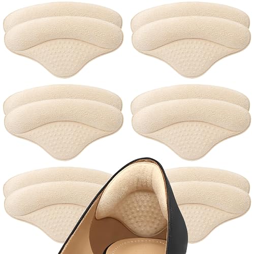 6 Pairs Heel Pads Heel Grips Liner for Loose Shoes, Heel Cushion Pads Heel Inserts for Shoe Too Big, Ultra Soothing Heel Protectors for Heel Pain, Heel Slipping, Blisters, Friction(Beige)
