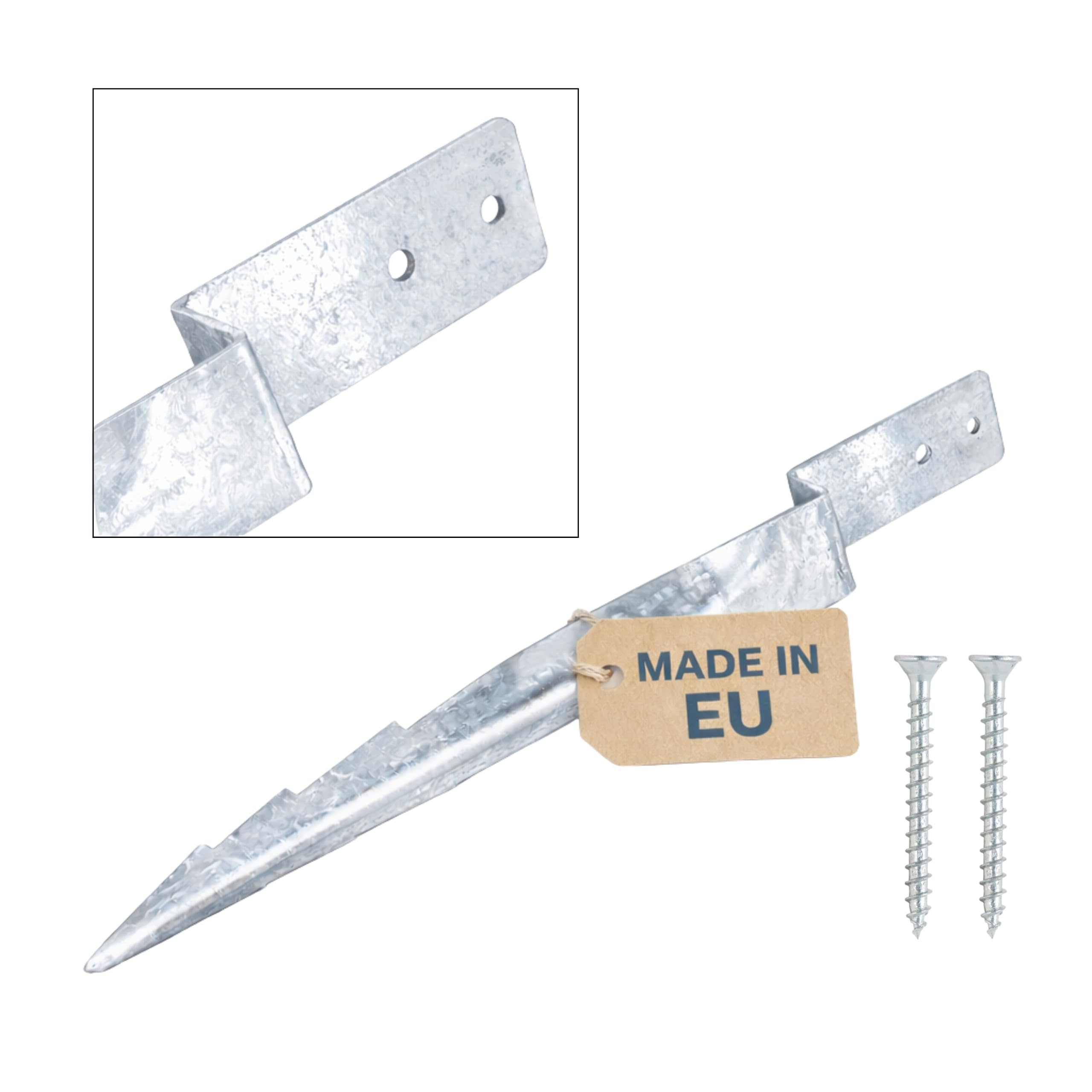 Piquets d'ancrage au Sol 430mm - 4 Pièces - Pour balançoires et aires de jeux - Acier Galvanisé à Chaud