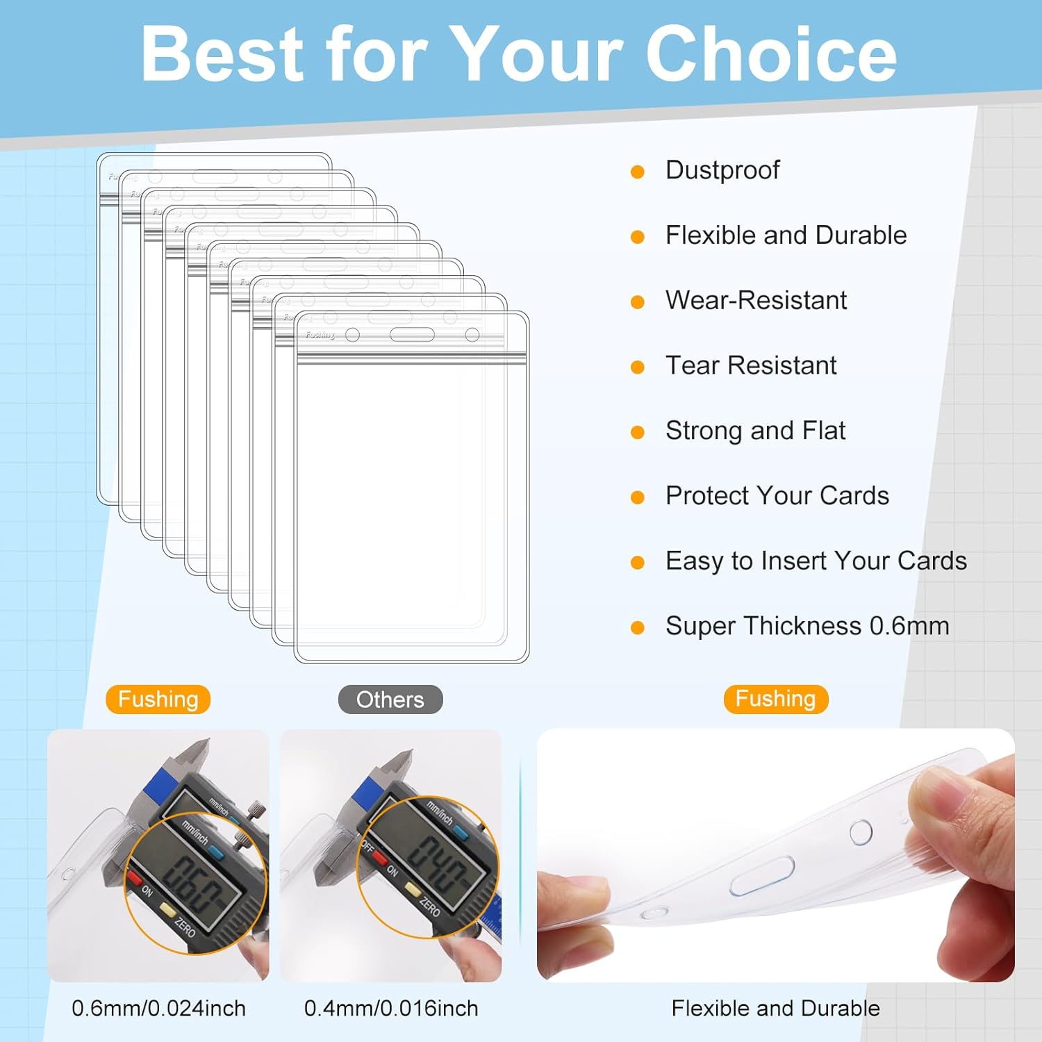 3x4 Inch Name Badge Holders - Fushing Clear Plastic Vertical Name Tag Badge ID Card Holders for 3 x 4 Inch Name Badge Inserts or Name Tag Inserts (250)