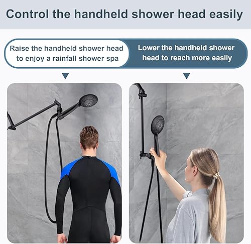 Vista 48 de BRIGHT SHOWERS Extensor de brazo de ducha de latón para lluvia y cabezal de ducha de mano, brazo de extensión universal de 5 pulgadas, altura y Cromo