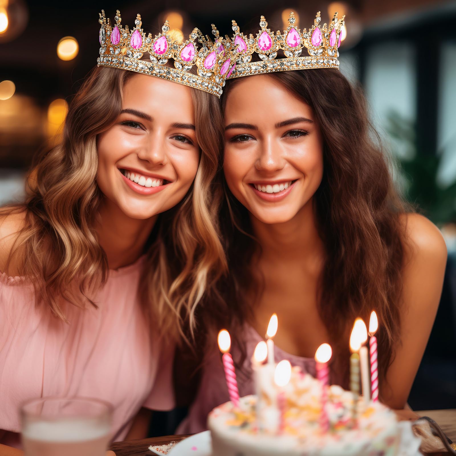 Corona di Compleanno per Torta per Donne e Ragazze Corona di Principessa Regina Tiara di Compleanno con 4 Decorazioni per Torta di Happy Birthday Princess Queen