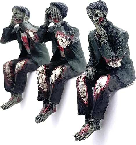 Miniatura 3 de RUSTIX Figuras de zombies de Walking Dead – See Hear Speak No Evil Undead - Estante, coleccionables y decoración de zombies, regalos perfectos para