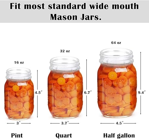 Miniatura 3 de BSTKEY Paquete de 9 pesas de fermentación, pesas de vidrio con mango de fácil agarre para frascos Mason de boca ancha, pesas de conservas para