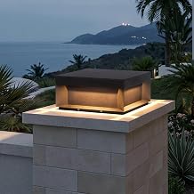 MVBT Glass Outdoor Post Lights Hard Wired, 11.8" Pillar Lights Outdoor | AC100-240V Outdoor Column Lights Waterproof, 2800K LED Outdoor Pillar Lights, Modern Square Column Lighting for Gate (1 Pack)