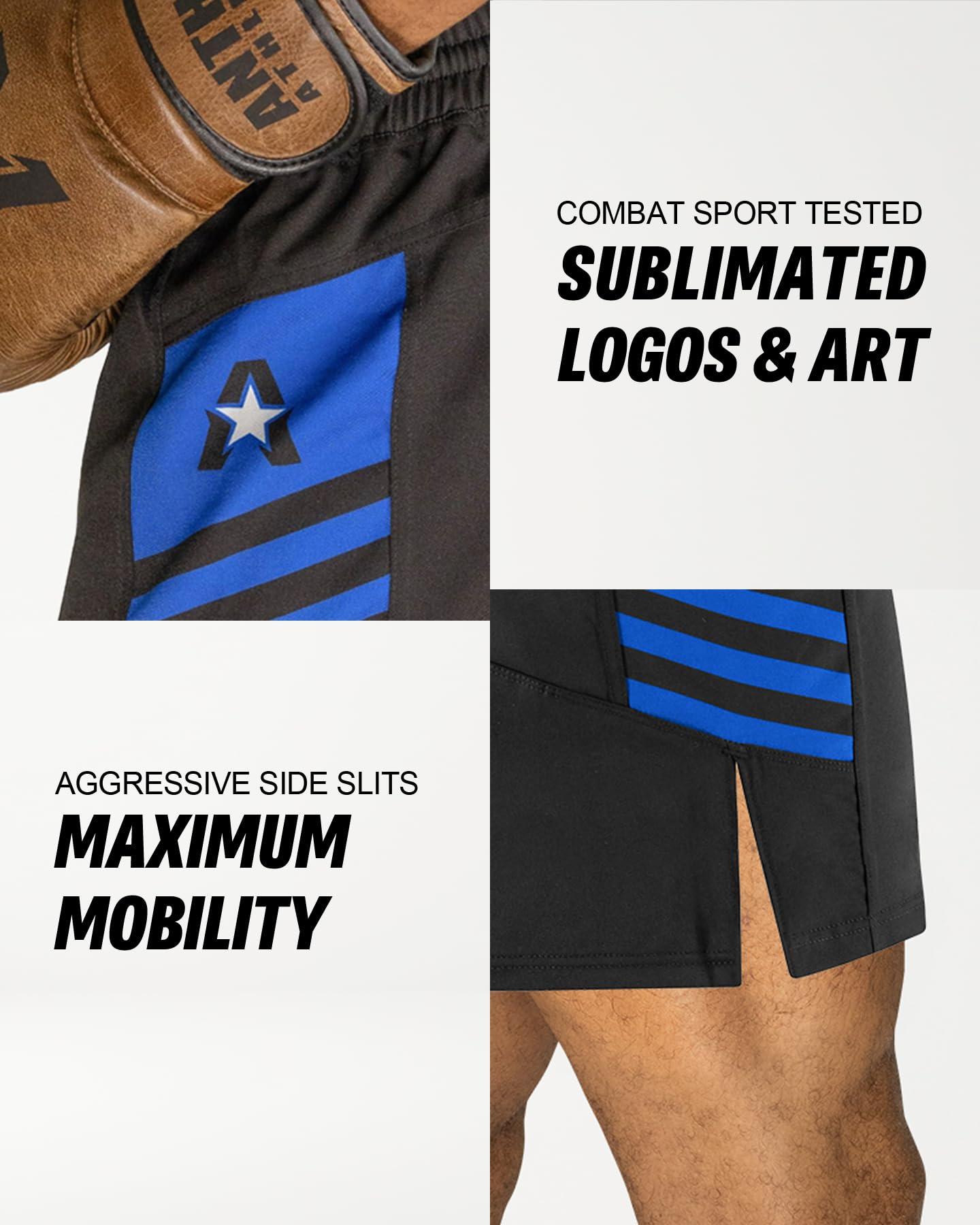 Anthem Athletics Reignite 5 7 22 cm spodenki MMA - zatwierdzone przez IBJJF spodenki Jiu Jitsu do BJJ, NoGi Grappling i Wrestlingu, Czarny i niebieski, S