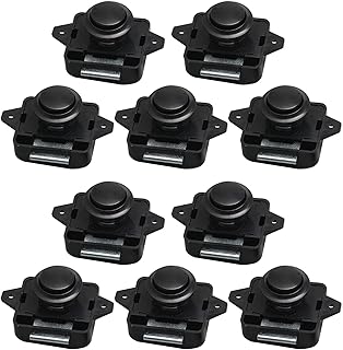 EMVANV RV Push Button Catch Lock, Push Locks Button Latches for cabinets Keyless Push Button, No Keys RV Home Hardware Door Drawer Cabniet Push Button Latch(Black,Size:10 pcs)