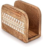 Mahasu Mango Wood Napkin Holder - Rustic Farmhouse Upright Storage for Table Napkins, Vintage Kitchen Decor 5.5x2.5x4 Inch