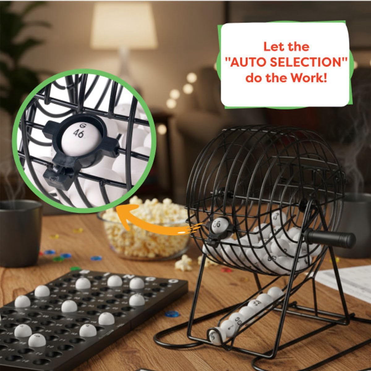 HEY! PLAY! Complete Bingo Set - Deluxe Classic Carnival and Casino Game for Kids and Adults with Tumbler Cage, Master Board, Sheets and Markers (14-COMBINGO)