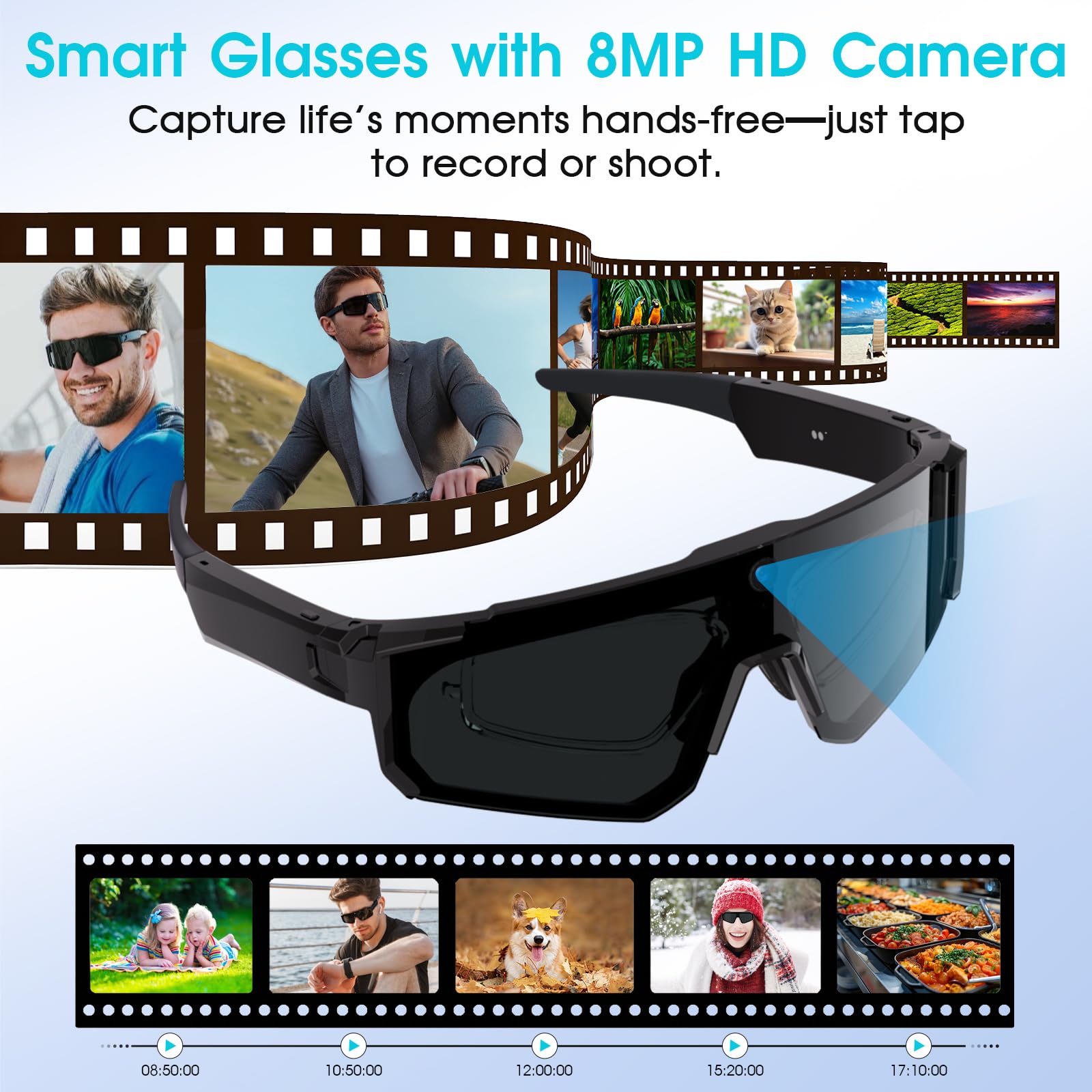 AI Smart Glasses mit Kamera – Fahrradbrille- & Sportbrille für Damen/Herren mit 4K HD Video, Foto & Übersetzung, UV400-Schutz, perfekt für Radtouren & Outdoor-Aktivitäten