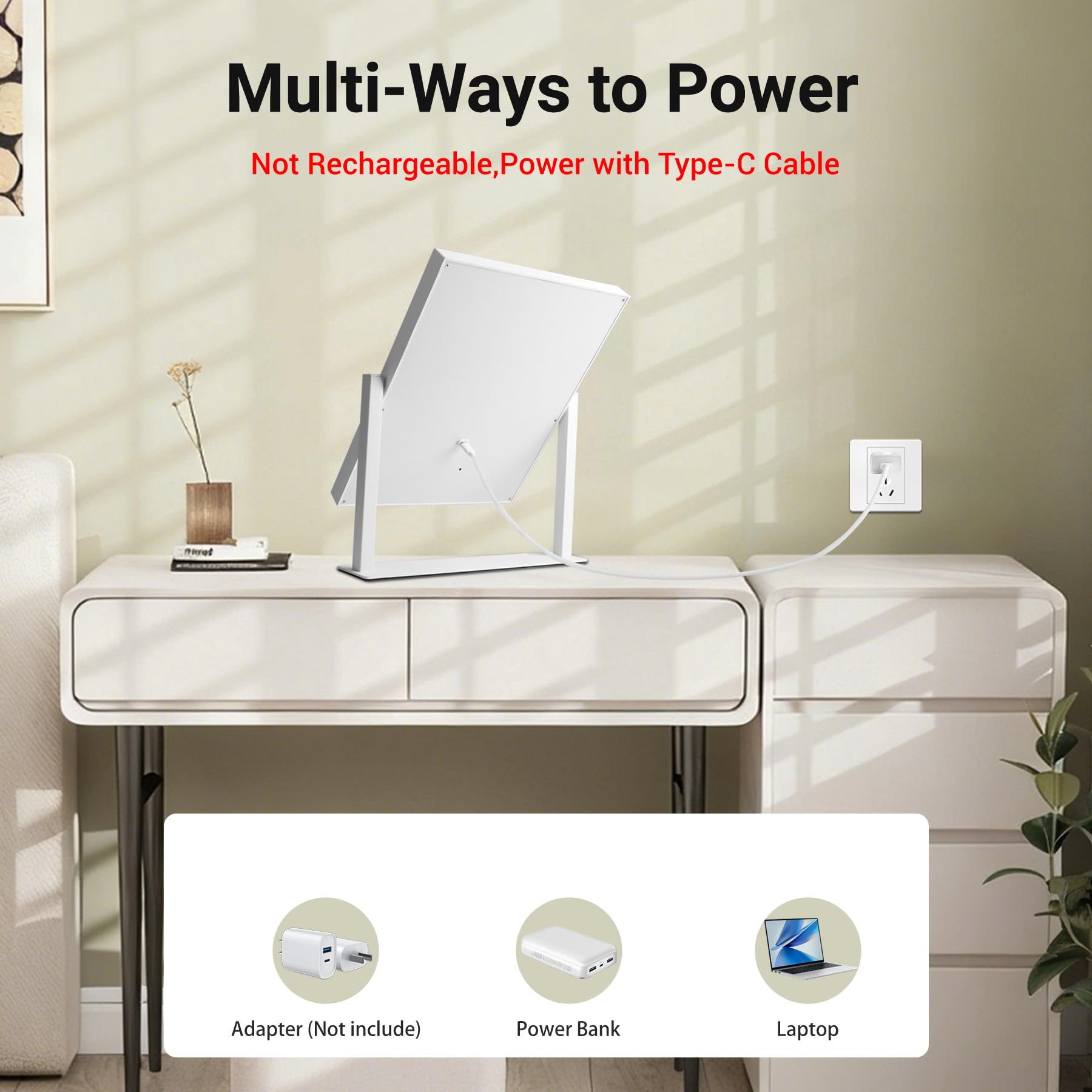 sylvwin Hollywood Specchio per il Trucco con 9 Luci LED - Ruotabile a 360°,3 Temperature di Colore Regolabili (3000K/4000K/6000K) Specchio Tavolo,Controllo Touch,Dimmerabile,Specchio di Vanità Plug-in