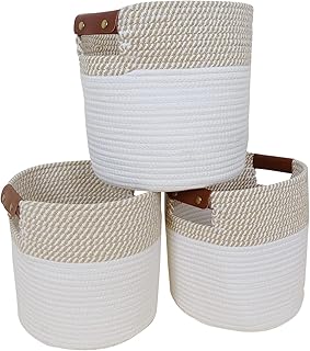 Sponsored Ad - Cotton Rope Storage Baskets Set of 3， Woven Baskets for Storage, Decorative Rope Basket with Handles for Or...