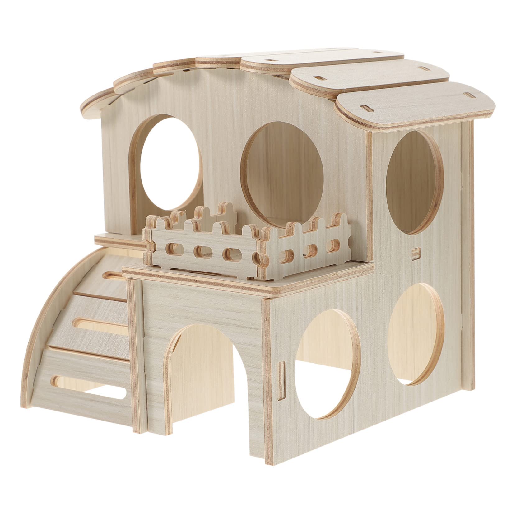 POPETPOP Wooden Hamster House Durable Decorative Pet Nest for Animals Comfortable Sleeping Play Space for Hamsters Gerbils Mice and Chinchillas Year Use