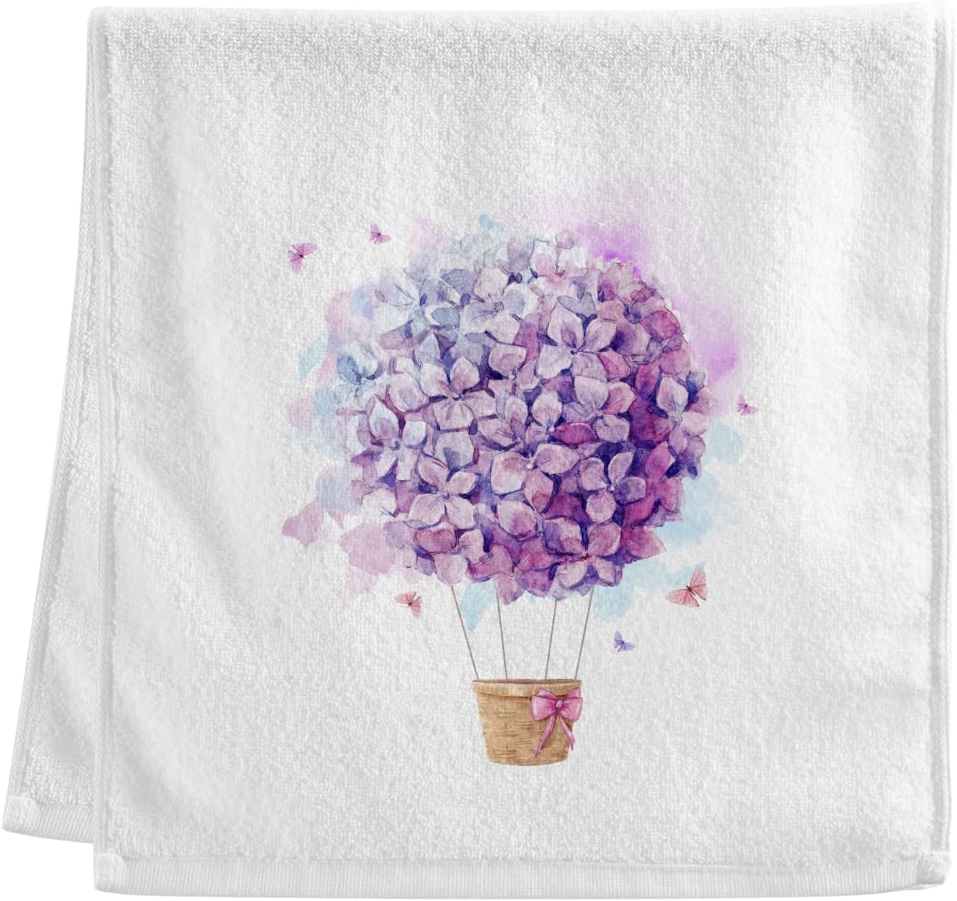 Soft Cotton Face Wash Towels Lavender Flowers Spring Watercolor Purple Bath Hand Towels for Working Out Bathroom Decorative Set of 2 for Guest Shower 16x30 Inches